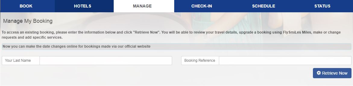 Screenshot of Manage My Booking
